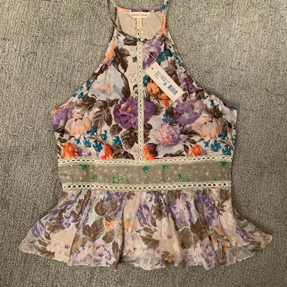 Rebecca Taylor Print Mix Tank - Size 4 - NWT! - Picture 4 of 4